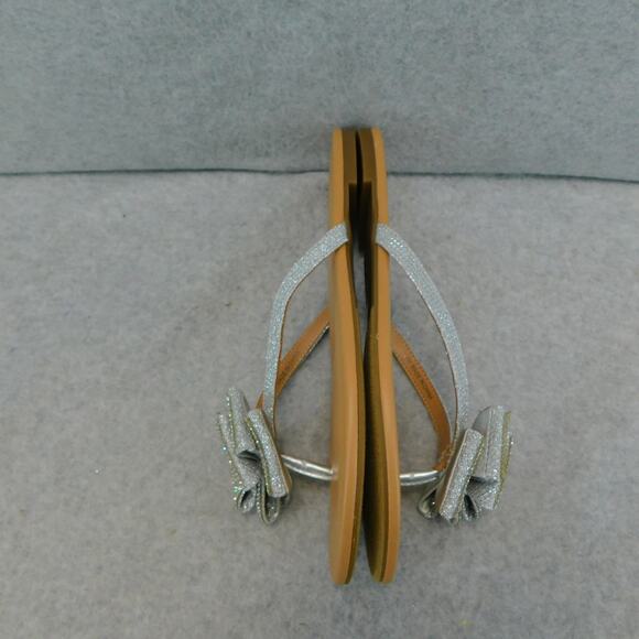 Women's Mabae Silver Embellished Bling Bow Flat Sandals - Size 7 - Picture 8 of 10